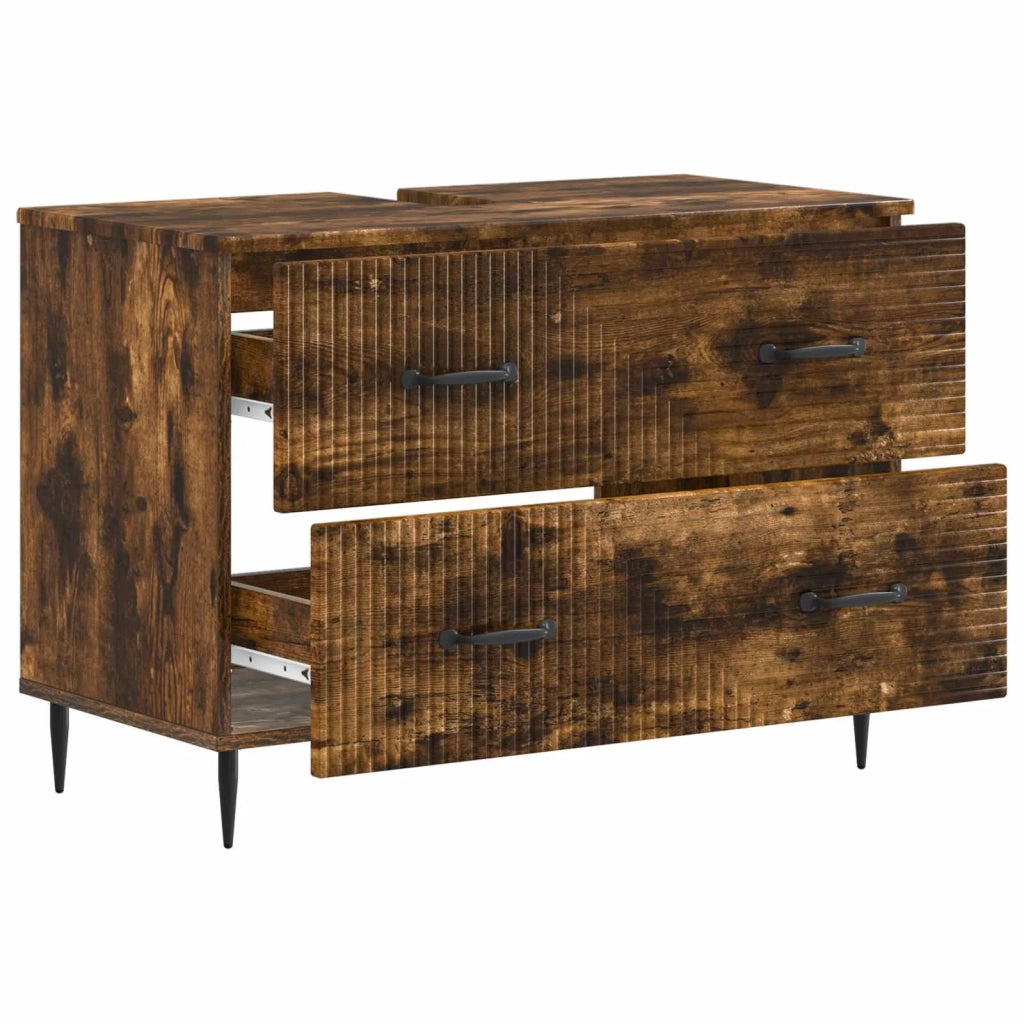 Armadio per Lavabo da Bagno HAARLEM Rovere Fumo 896800