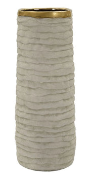 Vaso Lima Open Ø15,5x40 cm in Ceramica Grigio e Oro