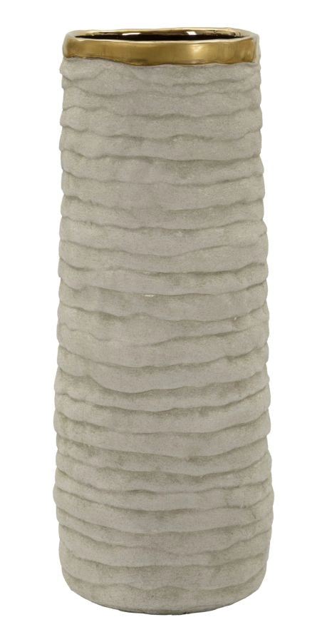 Vaso Lima Open Ø15,5x40 cm in Ceramica Grigio e Oro
