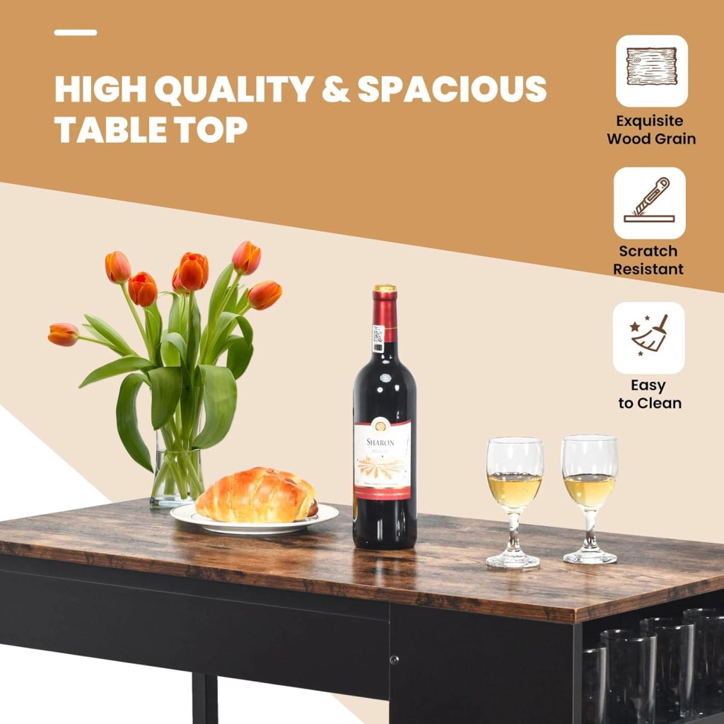 Tavolo da bar con sgabello da bar, tavolo con 2 sgabelli, 3 ripiani, telaio in metallo, set da pranzo per 2 persone, tavolo da colazione, bancone da bar, set di mobili per bar, bistrot e