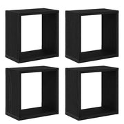 4 pz Scaffali da Parete | Mensola sospesa Rovere Nero Legno multistrato