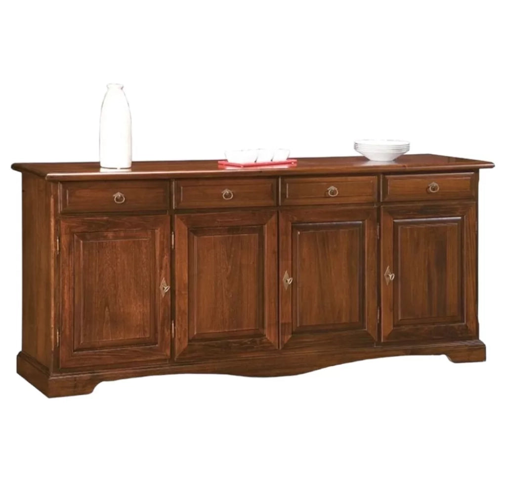 Madia credenza arte povera legno tinta noce l.205 p.42 h.85 (611) - Mobili 2G