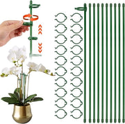Supporto per piante di giardino 40 cm con clip e anelli per piante verdi, supporto per fibre di vetro per il giardino