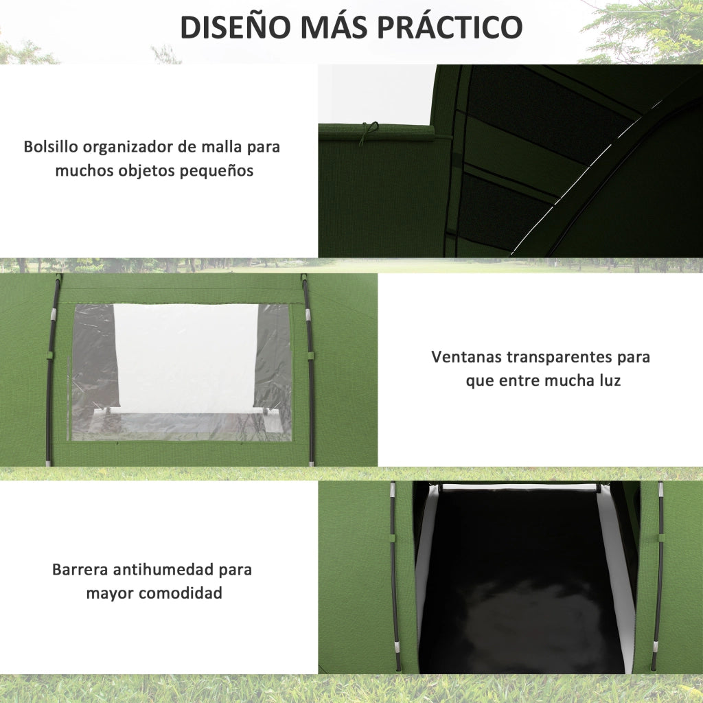 Tenda da Campeggio Familiare 4-6 Persone ¨C Xylo ¨C 2 Camere Verde 430x240x170 cm