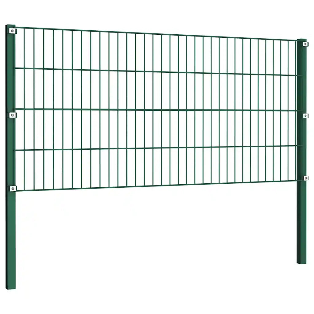 Pannello di Recinzione con Pali in Ferro 15,3x0,8 m Verde