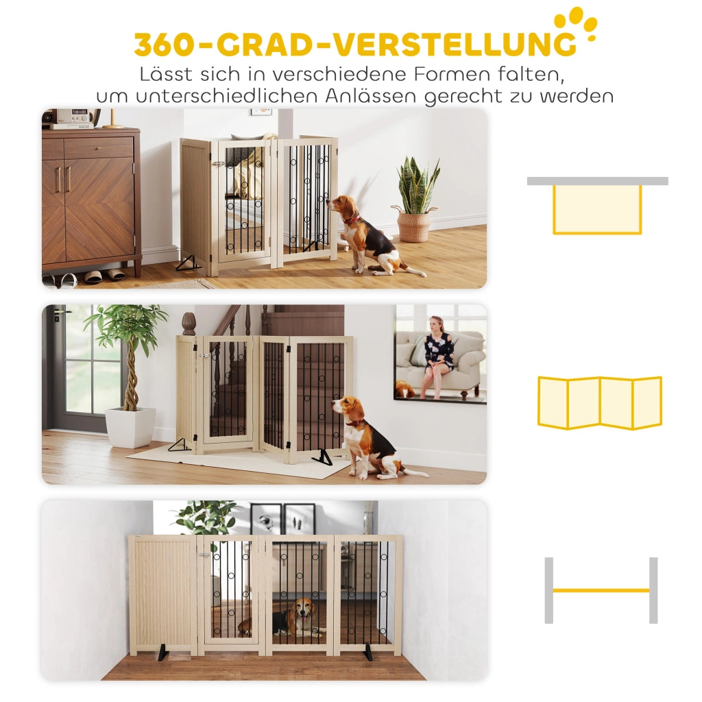 Cancello per animali domestici ¨C zephmum ¨C Grigio, MDF, Acciaio, 4 Pannelli