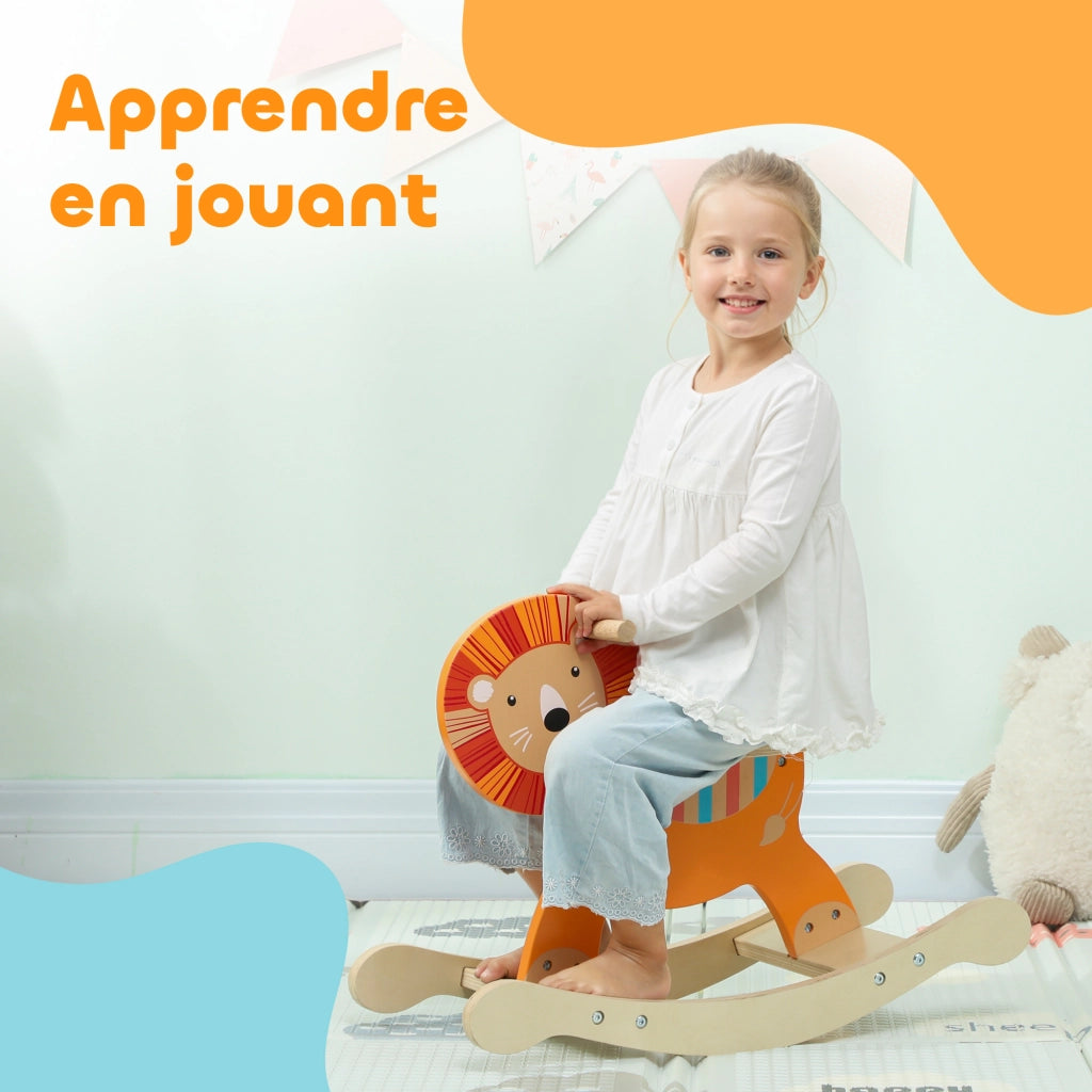 Cavallo a Dondolo per Bambini ¨C zephmum ¨C Legno Naturale 59x27x43 cm