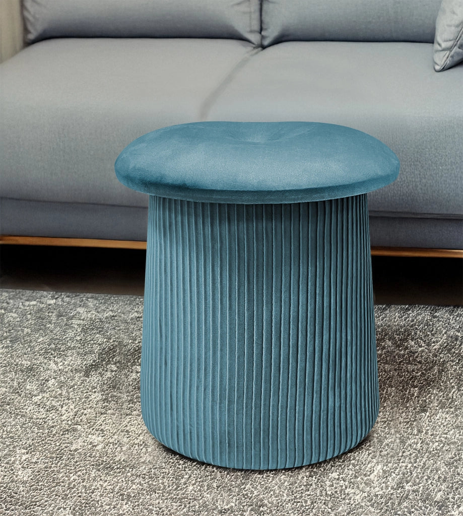 Pouf Contenitore in Velluto a Forma di Fungo – Poggiapiedi e Seduta Moderna 38x44 cm, Design Elegante Disponibile in 4 Colori Petrolio