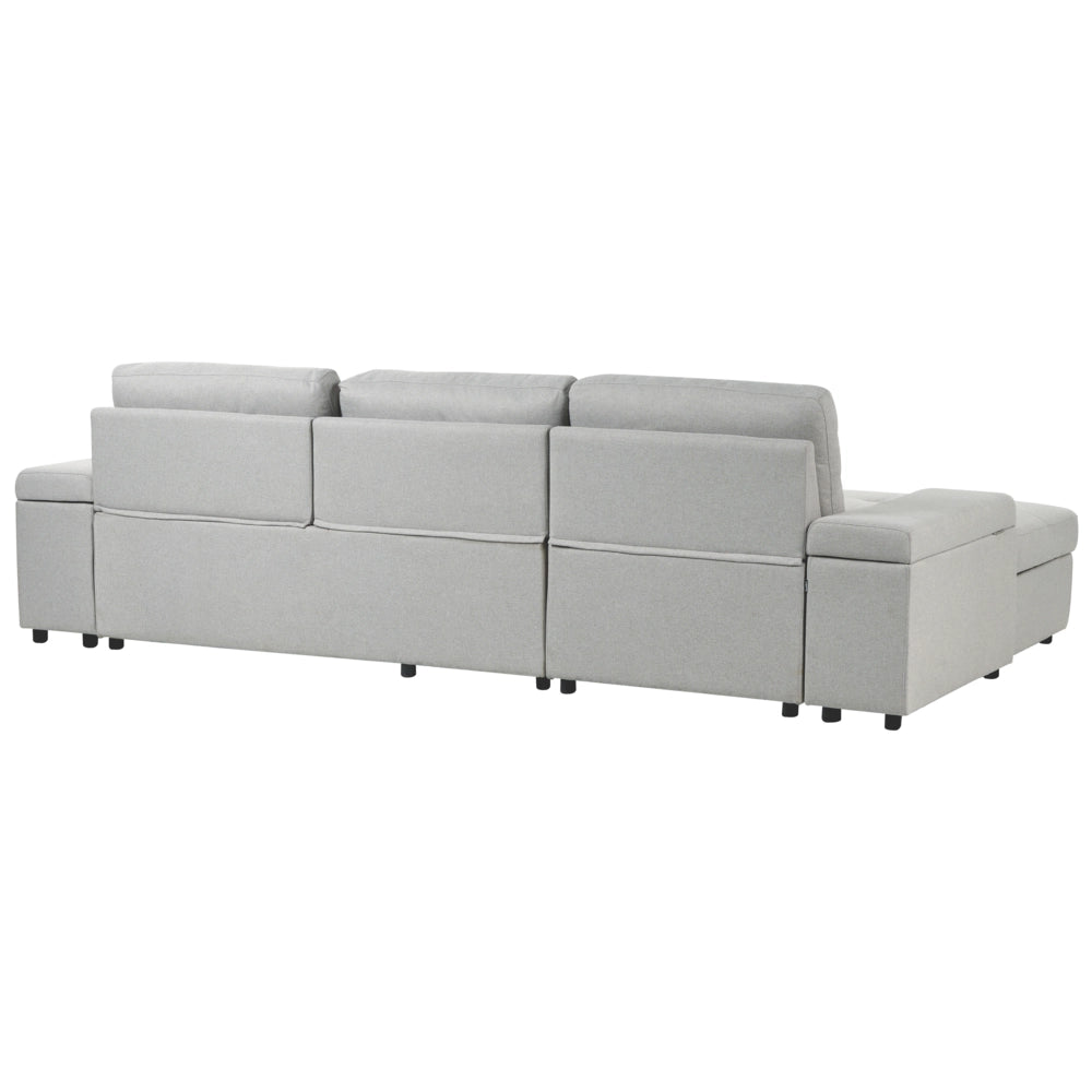 Divano letto angolare Grigio chiaro in tessuto imbottito Orientamento a destra con letto contenitore