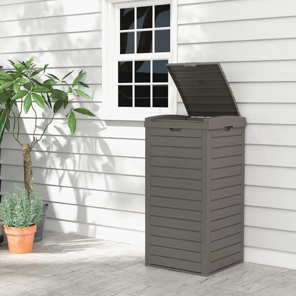 Bidone Spazzatura 118L con Coperchio e Maniglia, Contenitore Rifiuti Giardino con Vaschetta Raccolta Estraibile, Impermeabile per Terrazze