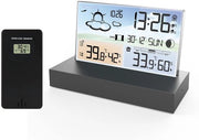 Stazione Meteorologica - Orologio Digitale - Visualizzazione a Casa - Sensori Senza Fili - Touchscreen LCD - Nero