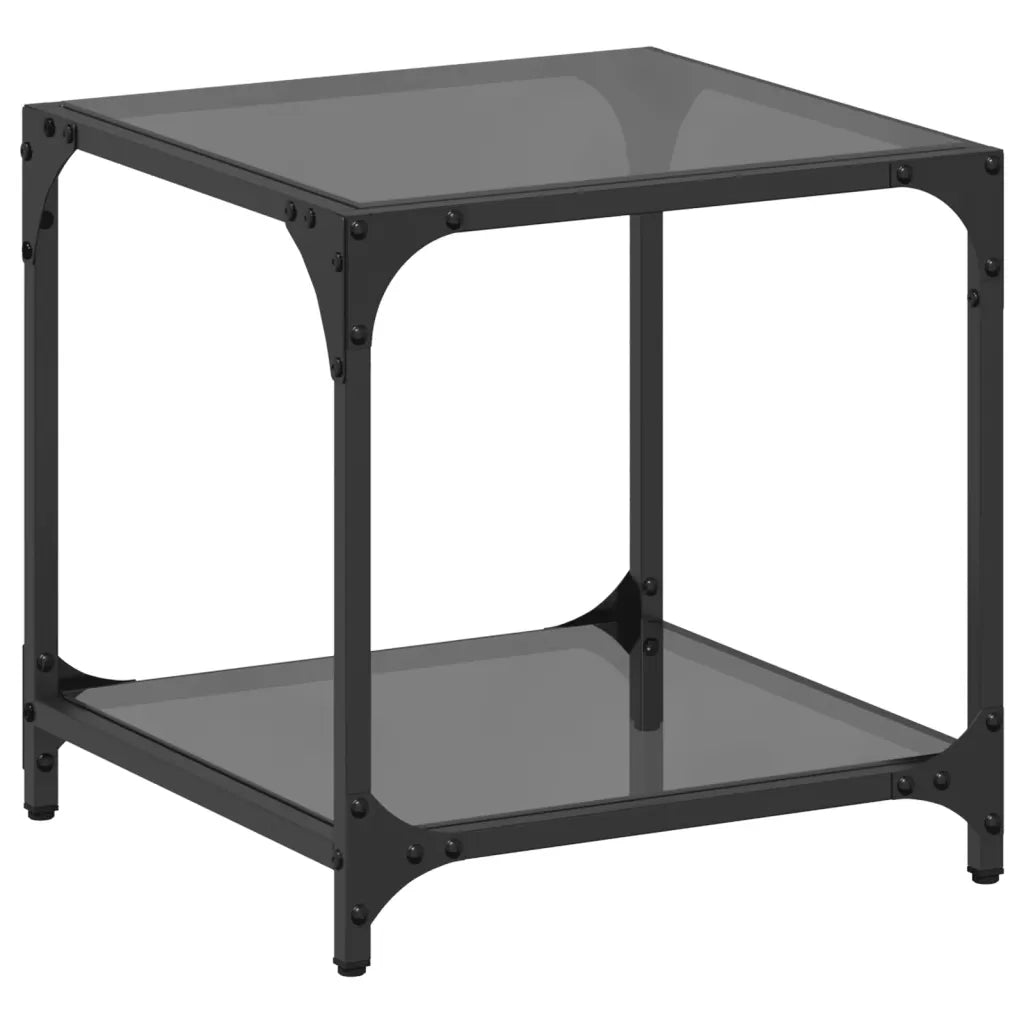 Tavolino con Piano in Vetro Nero 40x40x40 cm Acciaio 845964