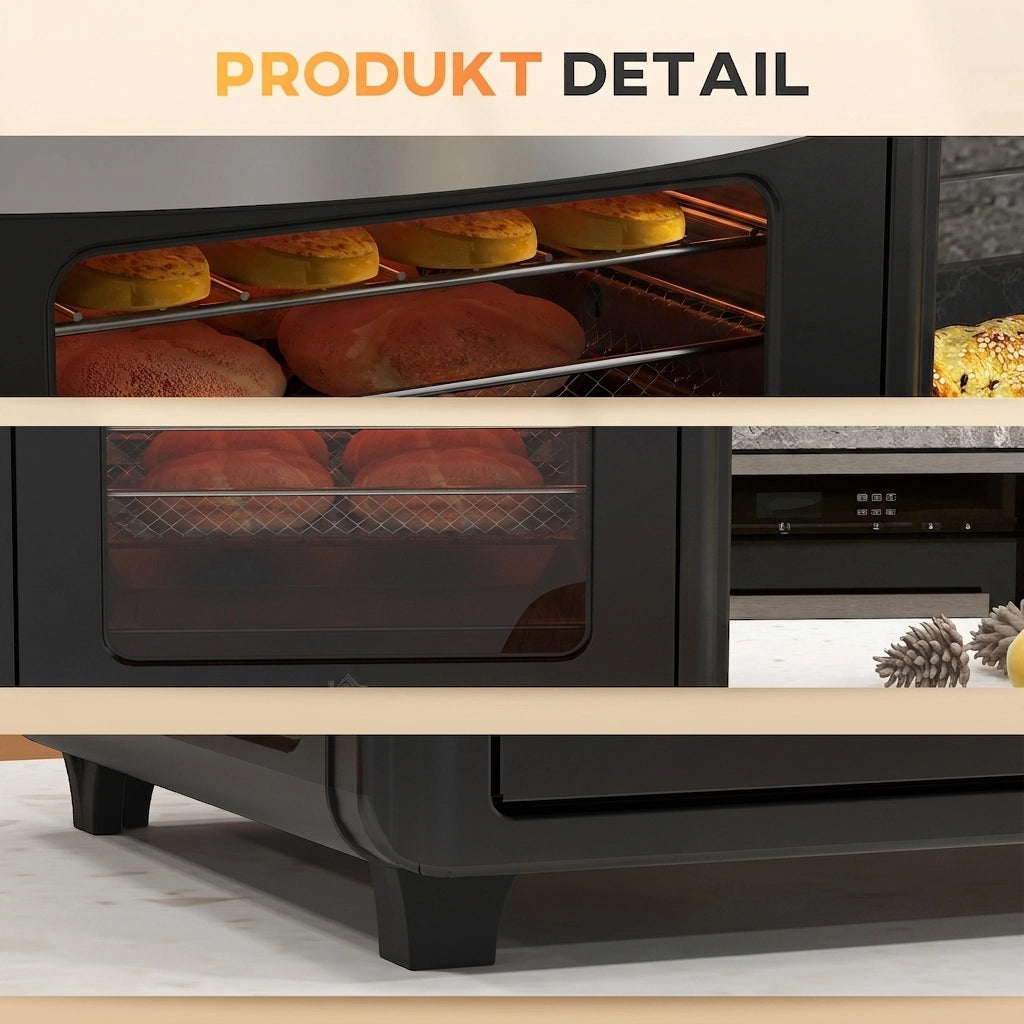 Mini Forno Ventilato 30 L 7 in 1 con Friggitrice ad Aria; Temperatura 90-230°C e Timer 60 Min