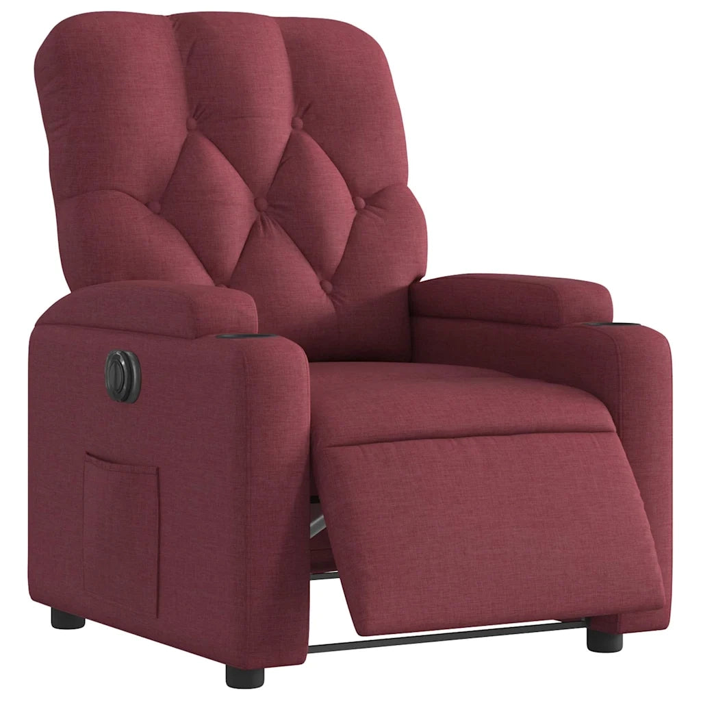 Poltrona | Sedia Relax Elettrica Reclinabile Rosso Vino in Tessuto