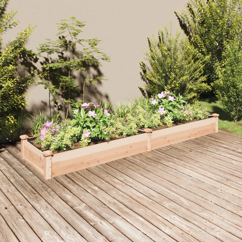 Fioriera | Cassetta per fiori | Vaso Rialzata da Giardino Fodera 240x60x25cm Massello Abete