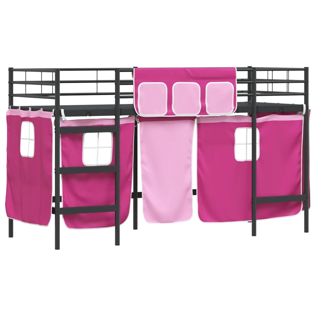 Struttura del Letto Loft per Bambini con Tendine Nero e rosa 42020805