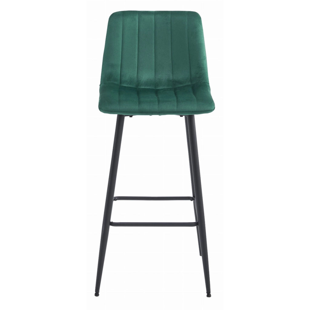 Set di 2 Sgabelli Bar Pozza in Velluto Verde Bosco