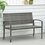Panchina da giardino 2 posti in polyrattan grigio con struttura in acciaio, portata fino a 320 kg
