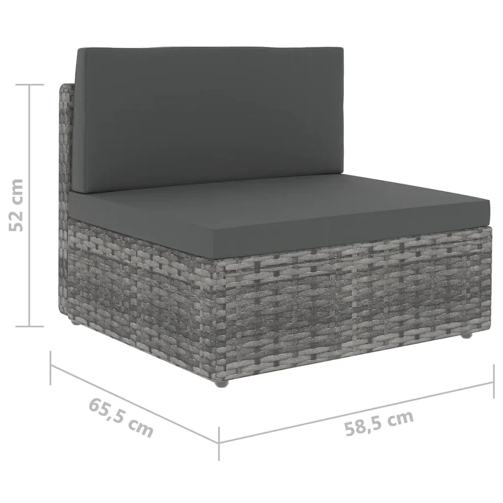 Set Divani da Giardino 5 pz con Cuscini in Polyrattan Grigio cod mxl 35428