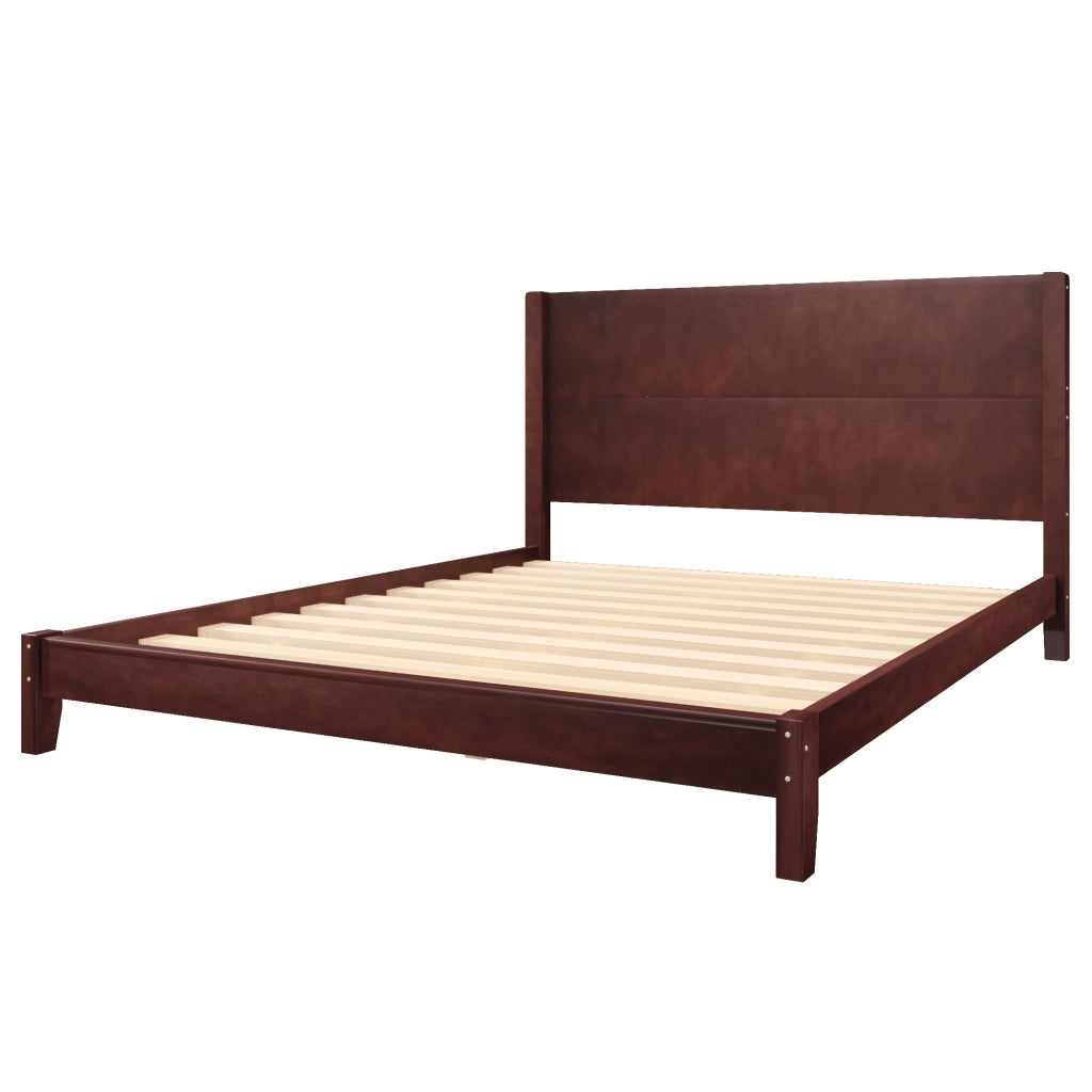 LETTO Piattaforma 160x200 cm con testiera e rete a doghe Marrone