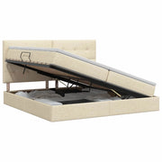 Letto con contenitore e materasso Crema 200 x 200 cm Tessuto 3459529