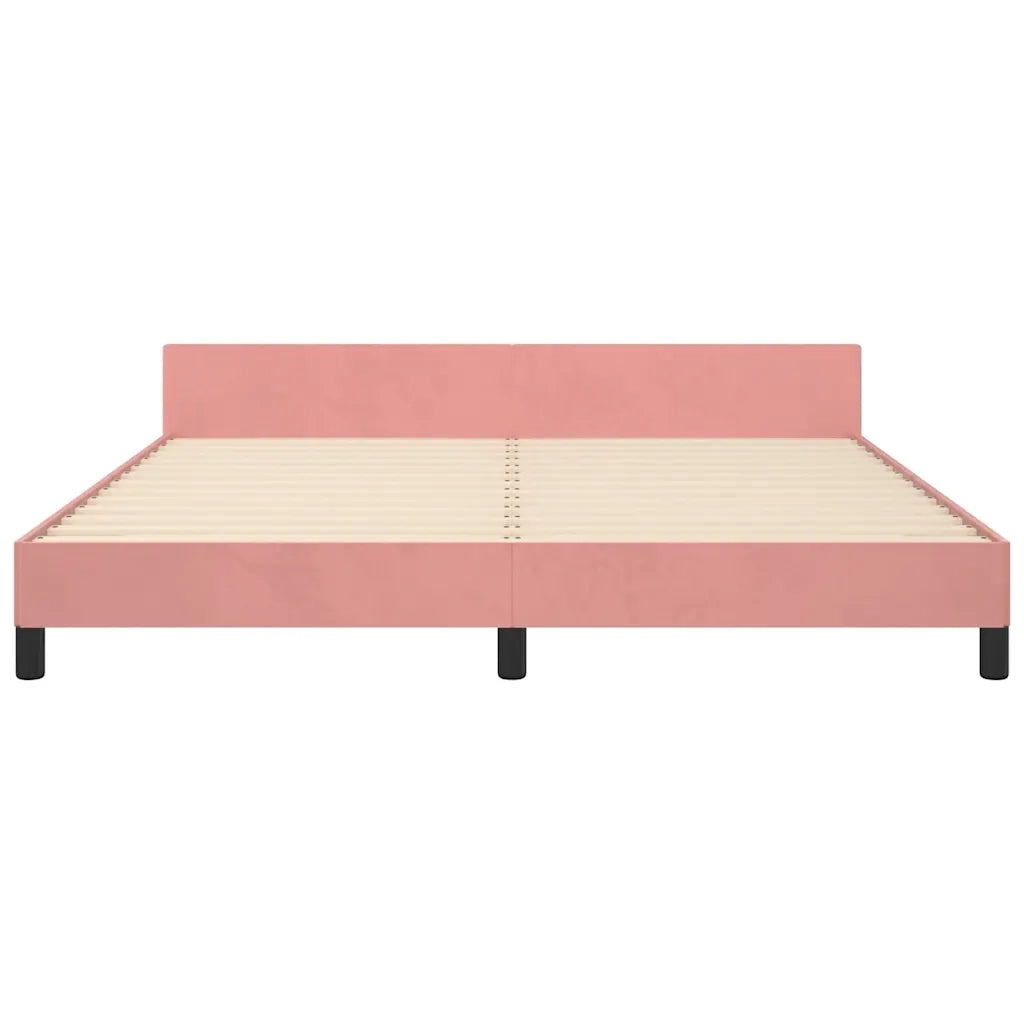 Giroletto con Testiera senza Materasso-Struttura Letto Rosa 180x200 cm Velluto