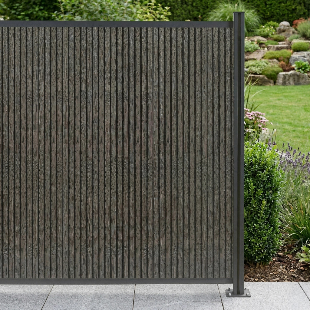 Recinzione Frangivista Grassano in WPC Modulo di Estensione con Montante (AxL) 185 x 175 - Grigio NEU.HOLZ