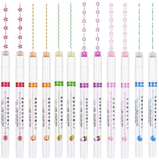 Set di 12 Markeerstifte Curve Colorati per Progetti Creativi