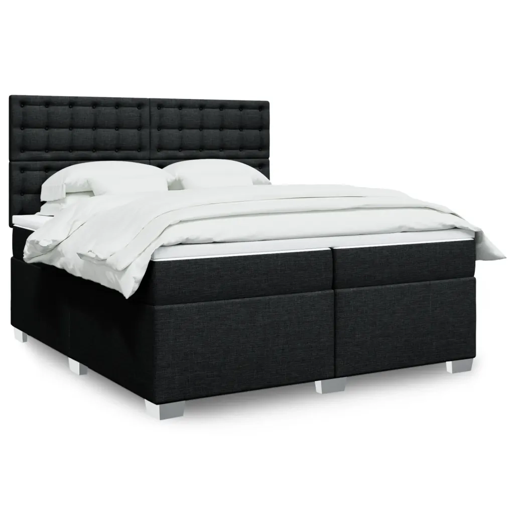 Giroletto a Molle con Materasso Nero 200x200 cm in Tessuto 3292911