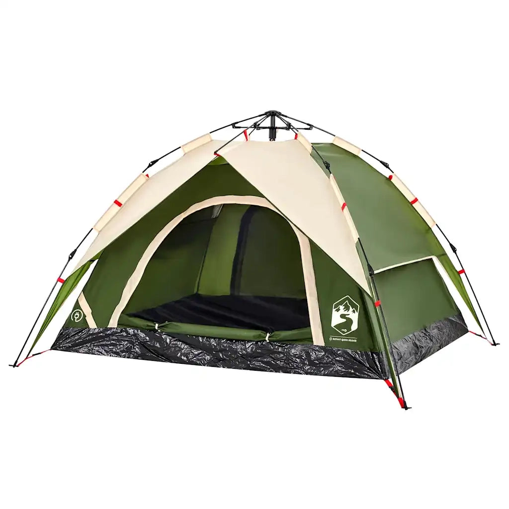 Tenda a Cupola da Campeggio 3 Persone Verde a Rilascio Rapido 4004177