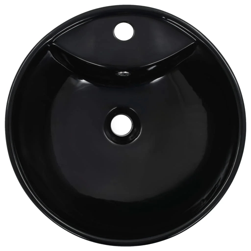 Lavabo con troppopieno lavabo da appoggio interno bagno cabina doccia box WC 46,5 x 18 cm ceramica nera 02_0002613