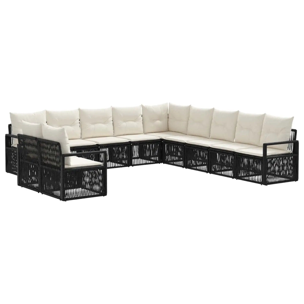 Set Divano da Giardino 11 pcs Nero polyrattan 3435763