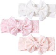 Set di Fasciature per Capelli in Nylon per Bambine - Fascia per Capelli Elastica - Set da 3 - Bambine e Bambini - Rosa e Bianco - Adatto per Bambine in Età Prescolare - Fasciature per Capelli per Bambine con Striscia
