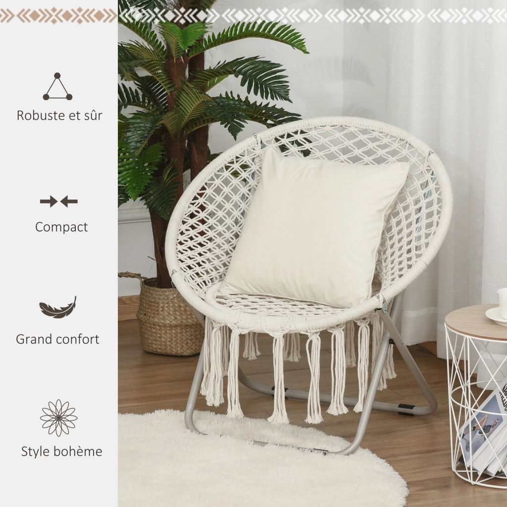 Poltrona da giardino rotonda pieghevole ¨C zephmum ¨C beige in cotone e poliestere