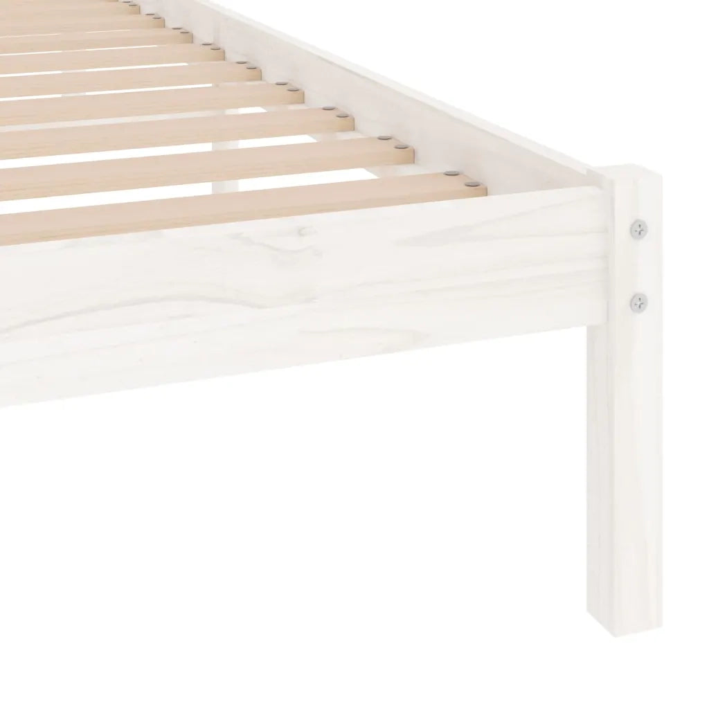 Giroletto-Struttura Letto Bianco in Legno Massello di Pino 90x200 cm 283573