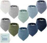 Set di 10 pezzi di cuffie per bambini in mussolina di cotone, 6 strati, superassorbenti, per neonati e bambini di età prescolare
