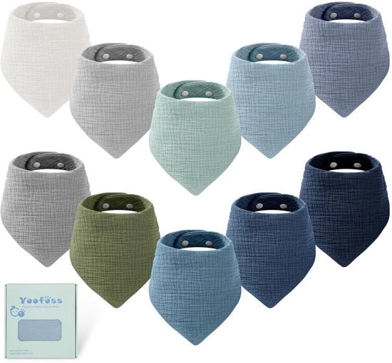 Set di 10 pezzi di cuffie per bambini in mussolina di cotone, 6 strati, superassorbenti, per neonati e bambini di età prescolare
