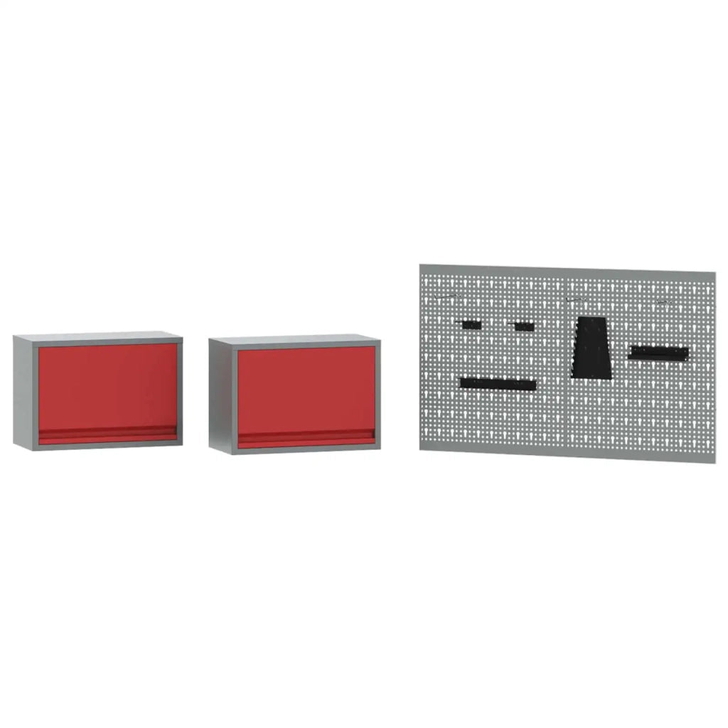 Set di mobili da lavoro con cassetto con blocco 6 pcs Rosso 3321419