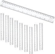 Liniale 30 cm - Set di 10 Linee trasparenti con centimetri e pollici per classe scolastica e ufficio.