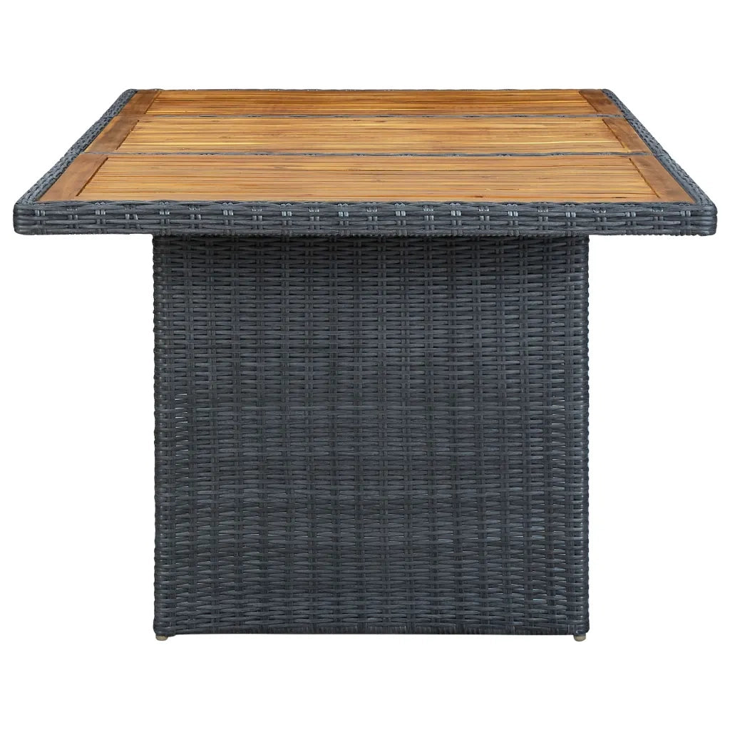Tavolo da Giardino | Tavolino da esterno Grigio Scuro in Polyrattan e Massello Acacia