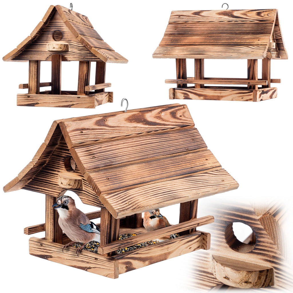 KADAX Grande mangiatoia per uccelli premium con casetta in legno e confezione regalo