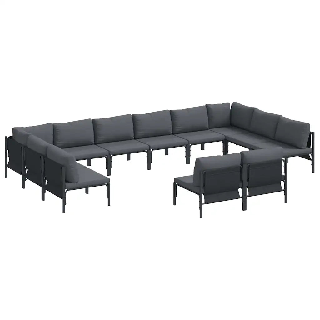 Set Divano da Giardino con cuscino 12 pcs Nero Acciaio 3379020
