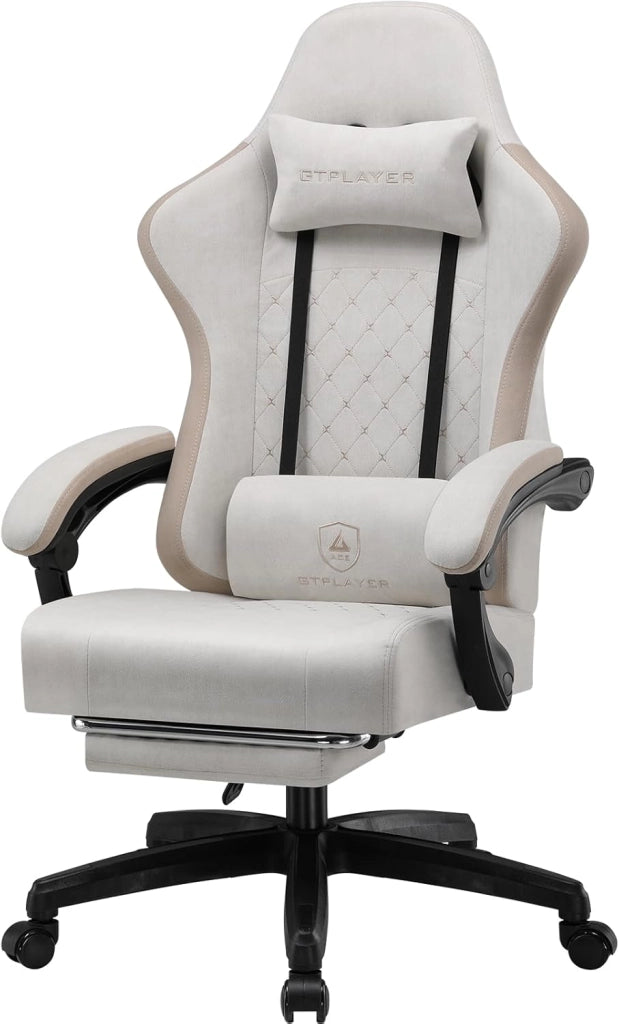 Sedia da gaming, ergonomica con cuscino a molle insacchettate, braccioli e poggiapiedi articolati, sedia per computer ergonomica con schienale alto con supporto lombare IW