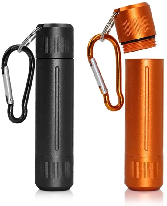Contenitore 2 in 1 resistente all'umidità, contenitori di archiviazione impermeabili, contenitore di stoccaggio a tenuta di aria, bottiglia di alluminio con anello di carabina per esterni