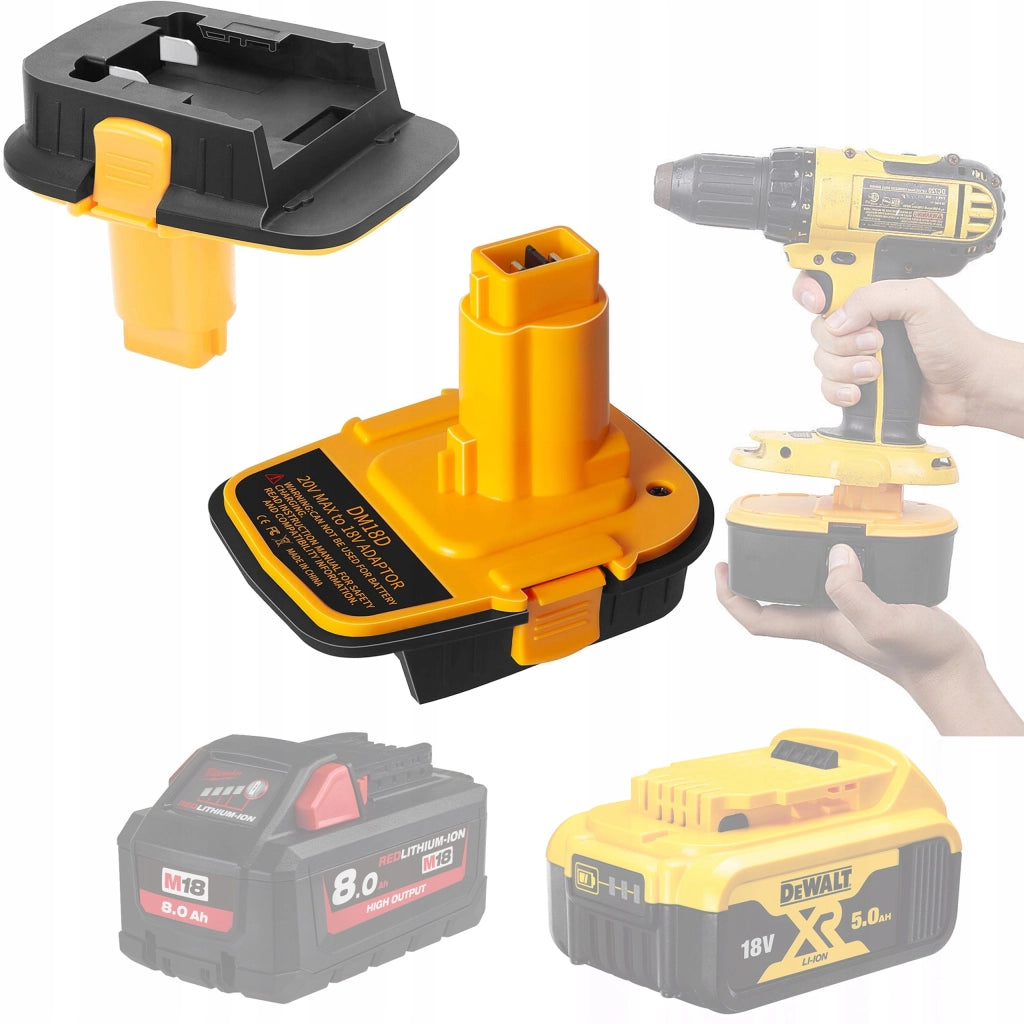 Adattatore per Batterie Dewalt e Milwaukee 18V DM18D – Compatibile con Utensili Dewalt 18V | Montaggio Facile