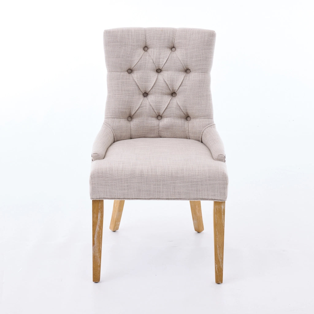 Sedie da Pranzo Imbottite in Tessuto con Gambe e Design Moderno ¨C MINIMAL ¨C Set 2 Pezzi, Beige
