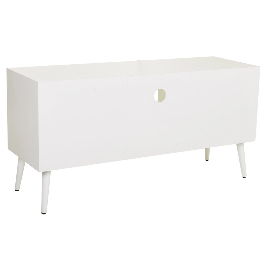 Mobile base in legno bianco e rete 120x42x60h