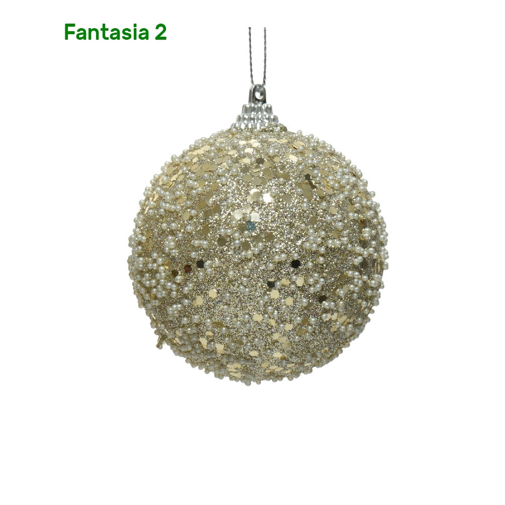 Palline di natale oro e perline argento Kaemingk