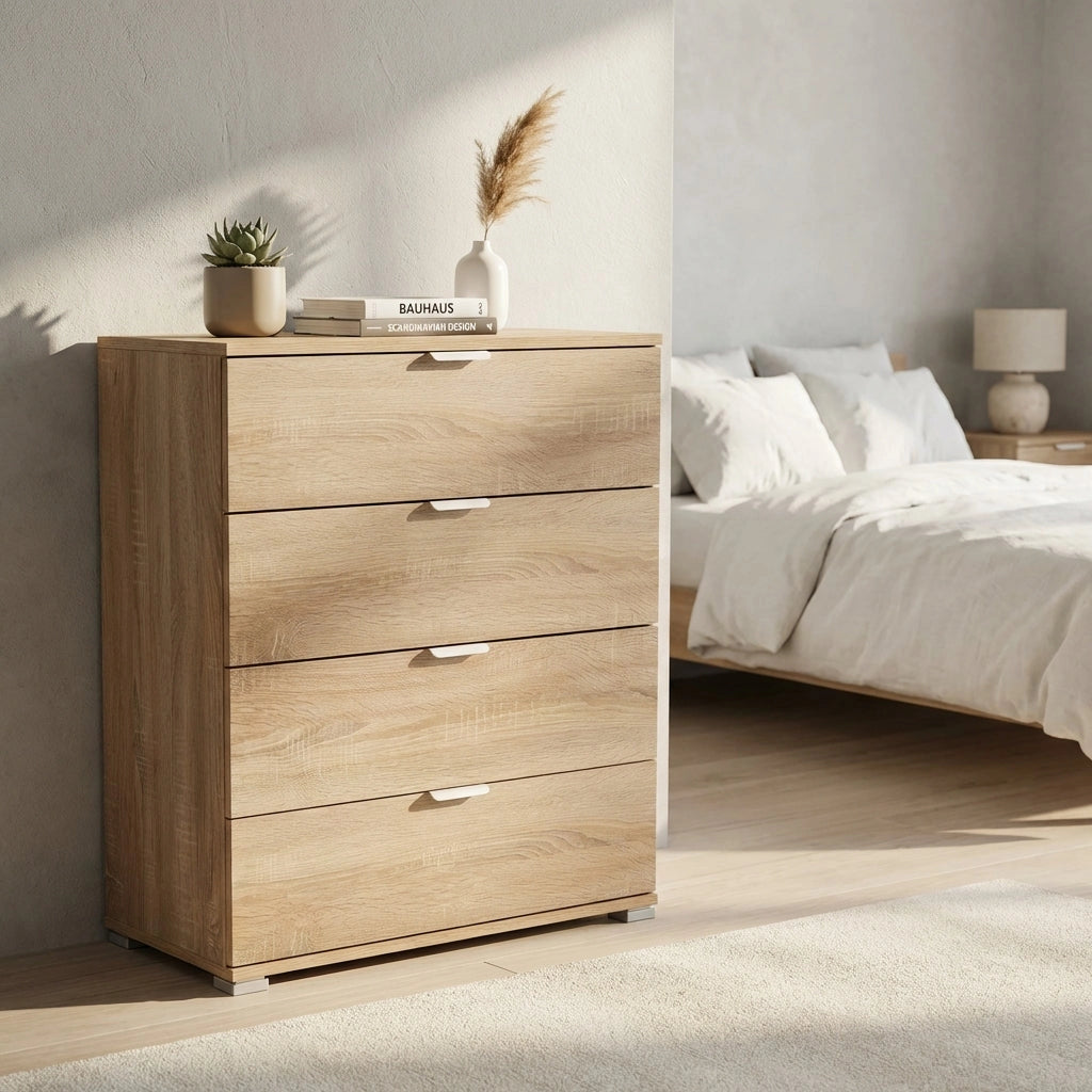 Cassettiera 4 cassetti in Legno Composito cm 75x38x85 - DAMIAN