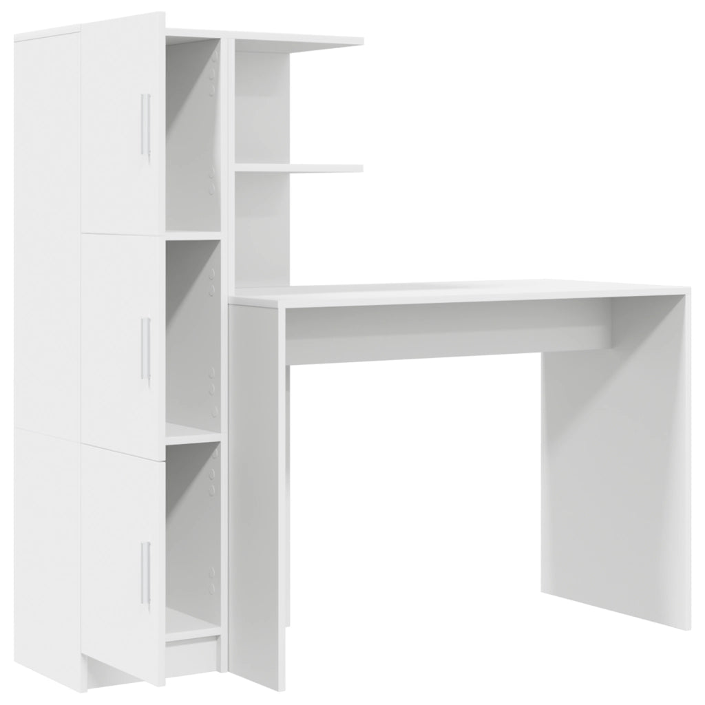 Scrivania con Storage Bianca in Legno Ingegnerizzato